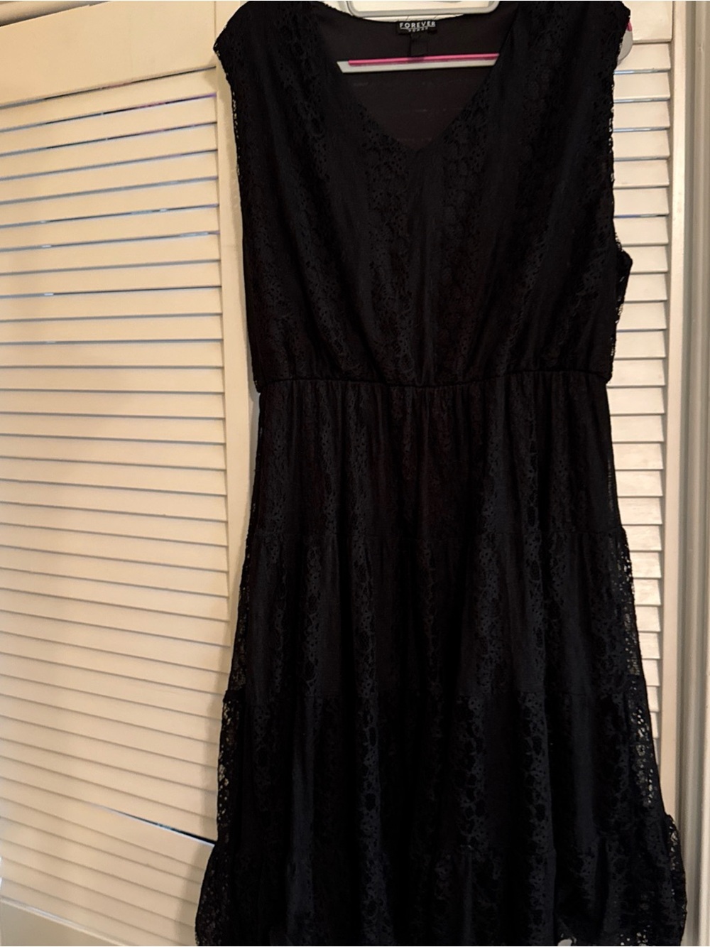 Lace knee length  Dress in Black by Forever Woman